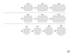 Table Torquay avec plateau en verre peint - Schémas et plan de table