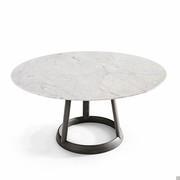 Table de salle à manger ronde Greeny avec plateau en marbre et piétement en frêne anthracite