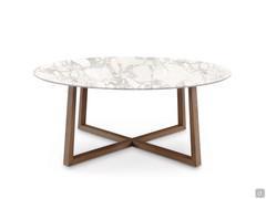 Table de séjour moderne Coast avec son plateau en marbre blanc de Carrara