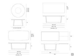 Schémas et dimensions de la table de séjour moderne Coast