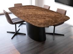 Clifford Table avec plateau façonné 200 x 120 cm en marbre Emperador