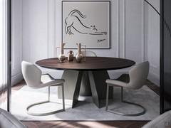 Table Senator avec plateau rond en essence de bois