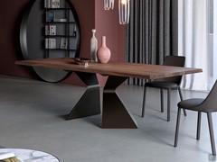 Prora Table à rallonge de Bonaldo dans la version avec plateau rectangulaire en bois