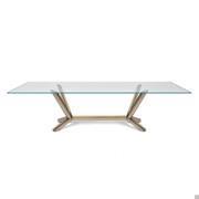 Table rectangulaire Planer de Cattelan avec plateau en verre cristal extraclair transparent avec bordures biseautées