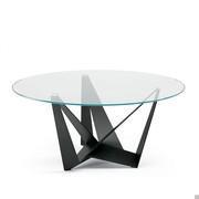 Table Skorpio avec plateau rond en verre