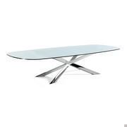 Table Spyder avec plateau en verre et structure en acier