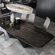 Table Skorpio avec plateau en pierre Keramik marbre brillant Portoro