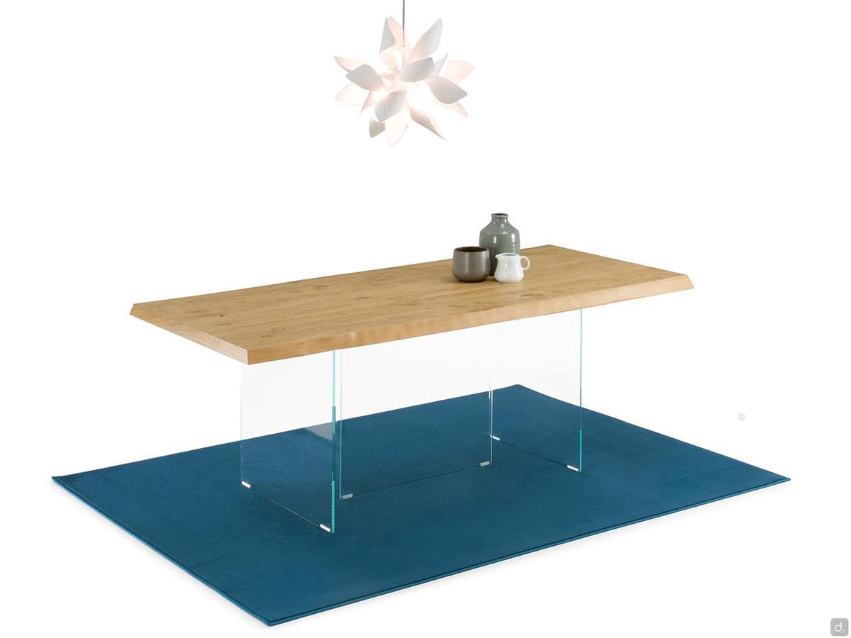 Table suspendue avec piètement en verre Nouvelle