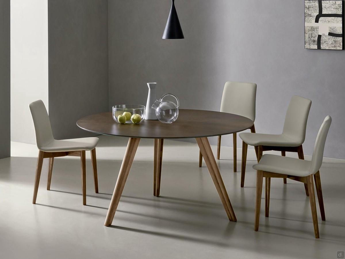 Table à manger ronde scandinave avec plateau en céramique Santiago