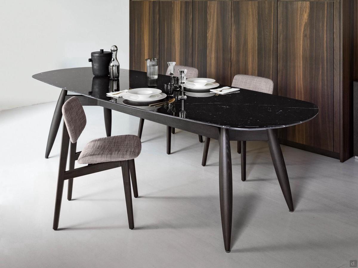 Gunnar - Élégante table en marbre noir Marquinia marbre