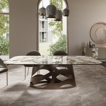 Table en céramique extensible avec pied central Ellis 