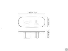 Table Padiglioni par Bonaldo - dimensions du modèle avec plateau en marbre et bois