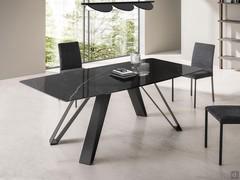 Table de salle à manger Jacob Barrel - modèle fixe 200 x 100 cm en Laminam Calacatta Black polished stone