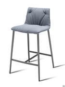 Tabouret haut et son assise rembourré Princess, structure en métal verni anthracite, revêtement en Econabuk Wave 707