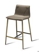 Tabouret haut et son assise rembourré Princess, structure en métal verni bronze, revêtement Joint 900