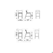 Modèles et dimensions du tabouret moderne Isabel entièrement revêtu