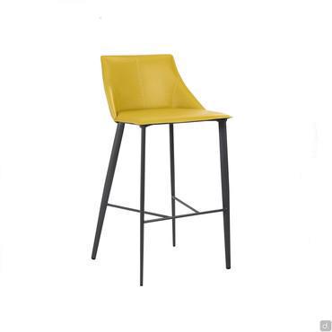 Tabouret moderne en cuir avec pieds en métal, Antelos