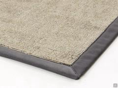 Tapis à rayures Cipro gris avec ganse en simili cuir nubuck