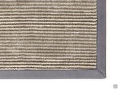 Tapis en fibres naturelles Cipro couleur grise avec ganse en simili cuir nubuck