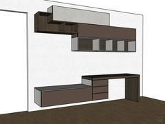 Progetto 3D di Parete attrezzata con home office