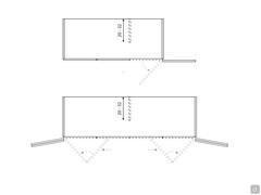 Schema dell'apertura di ante a soffietto e battenti sui moduli centrali dell'armadio Driver Wide