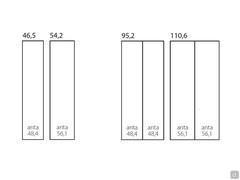 Schema dei moduli disponibili per configurare l'armadio lineare Arctic Wide a profondità ridotta, disponibili nelle due altezze da 229,5 e 255,1 cm