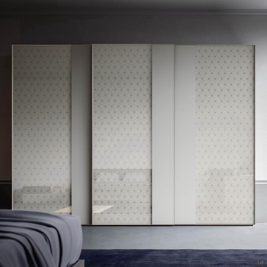 Armadio scorrevole con ante in vetro decorato moderno Case Glass