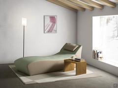 Chaise longue Bender nella configurazione utilizzabile da sdraiati