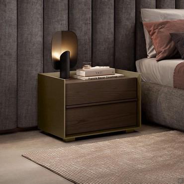 Comodino moderno con cassetti in legno Lounge