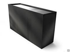 Credenza a 3 ante Fado con top in cristallo retroverniciato nero