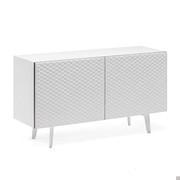 Credenza con ante in pelle trapuntata Absolut di Cattelan con struttura, basamento e piedini colore bianco