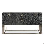 Lussuosa credenza con ante e cassetti Voyage in finitura perla nero spatolato