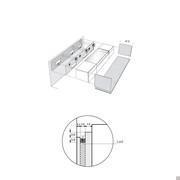 Schema tecnico del posizionamento come pensile della credenza Columbus Glass e del posizionamento del LED