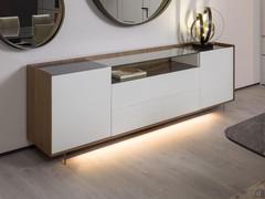 Credenza moderna con top in vetro Columbus Glass