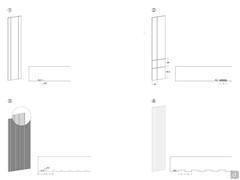 Credenza Oyster - Tipologia Lavorazione Frontali: 1) Incisioni Line 2) Inserto in metallo 3) Incisioni a "V" 10:2 4) Incisioni ad "U" 10:10 