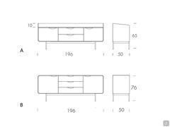 Schema dimensionale delle due versioni di Opera: A) porta Tv / B) credenza