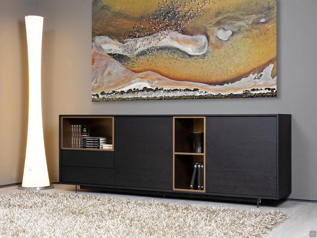 Credenza moderna in legno con vani a giorno Ohio - modello esposto in Showroom (non disponibile)