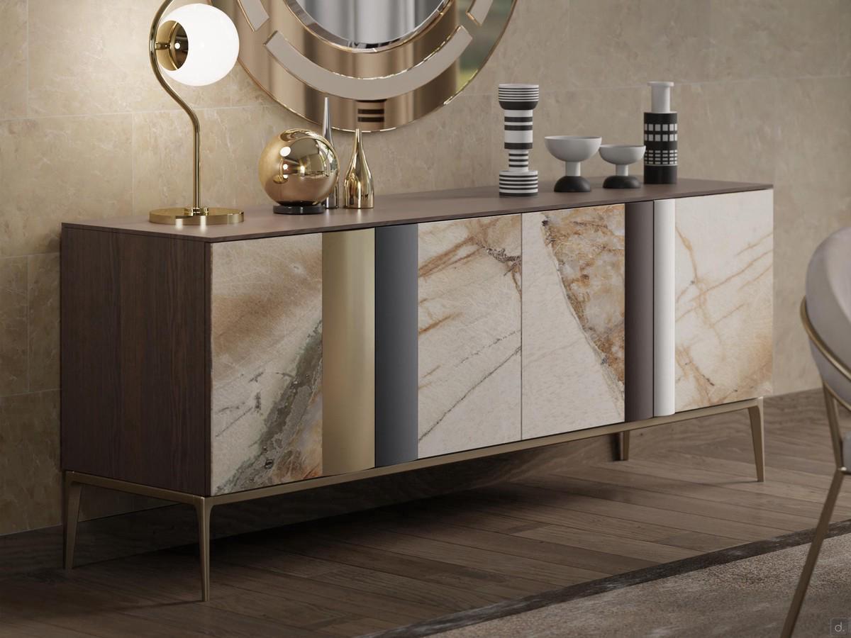 Credenza elegante con ante in ceramica Keramos per living ricercati