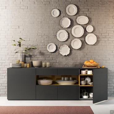 Credenza con vano vetrina o con vano a giorno Start