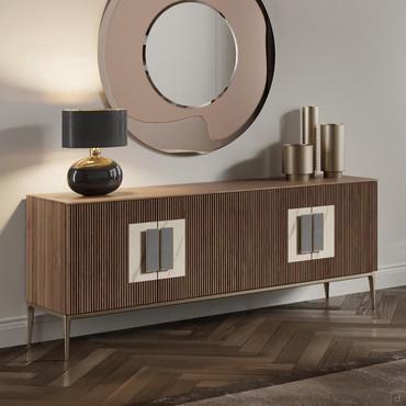 Credenza con ante in legno listellare Window