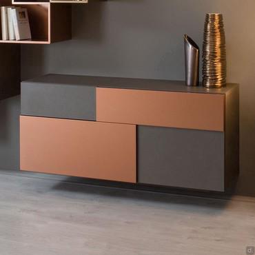 Credenza sospesa con cassetti e ante a ribalta Fly Deco