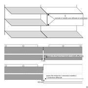 Particolari tecnici riguardanti l'abbinamento delle mensole in metallo spessore 0,4 cm con altri elementi della collezione Plan