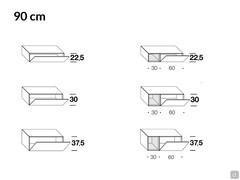 Mobile contenitore pensile California - Schemi e dimensioni dei modelli con larghezza 90 cm