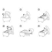 Schema apertura del divano letto con schienale ribaltabile Charles