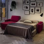 Divano letto con chaise longue Derek aperto