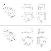 Divanetto d'attesa per ufficio moderno Alias - Dimensioni Specifiche moduli (modello A - B)