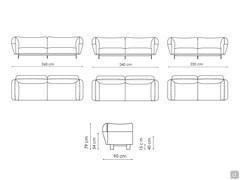 Divano Blend - modelli e dimensioni elementi lineari