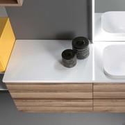 Base laterale con top in ceramica bianco lucido