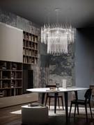 Grande lampadario chandelier rotondo Diadema con canne in cristallo trasparente