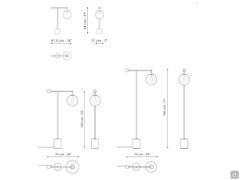 Lampada da terra a LED di design Bardot di Bonaldo - schema dimensionale